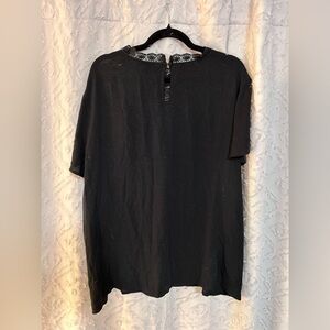 Torrid Washable Crinkle Gauze Yoke Flutter Short Sleeve Black Sz 1 NWT
